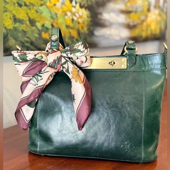 Patricia Nash Dark Green Genuine Leather Bag | Double Handles + Crossbody 🌲☘️ - Picture 3 of 15